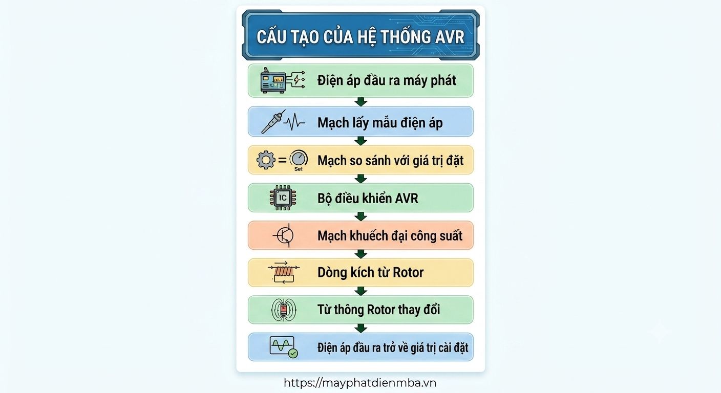 Cấu tạo và nguyên lý hoạt động của hệ thống AVR máy phát điện