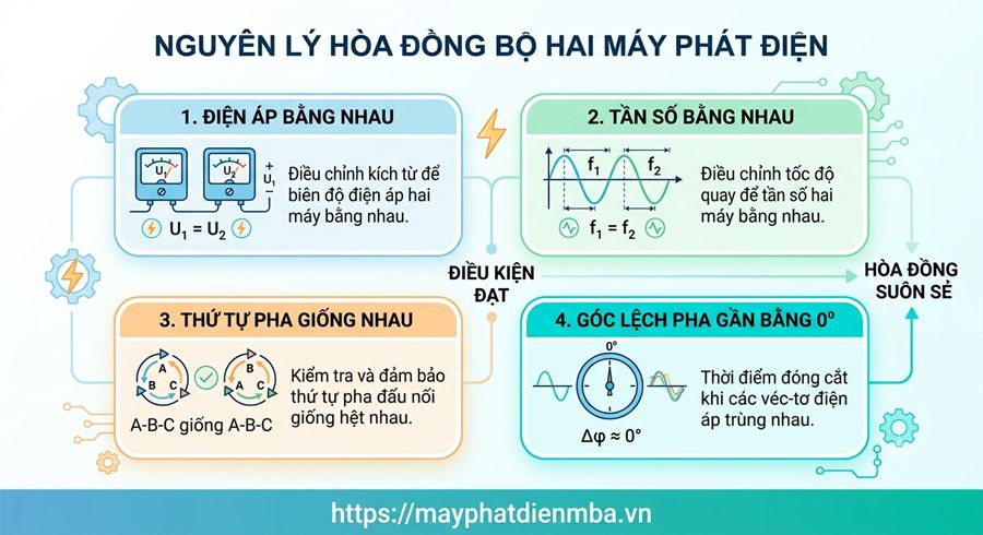 Nguyên lý hòa đồng bộ 2 máy phát điện