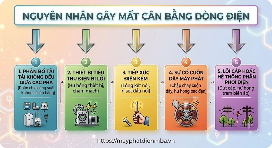 Sự cố mất cân bằng dòng điện trên máy phát điện