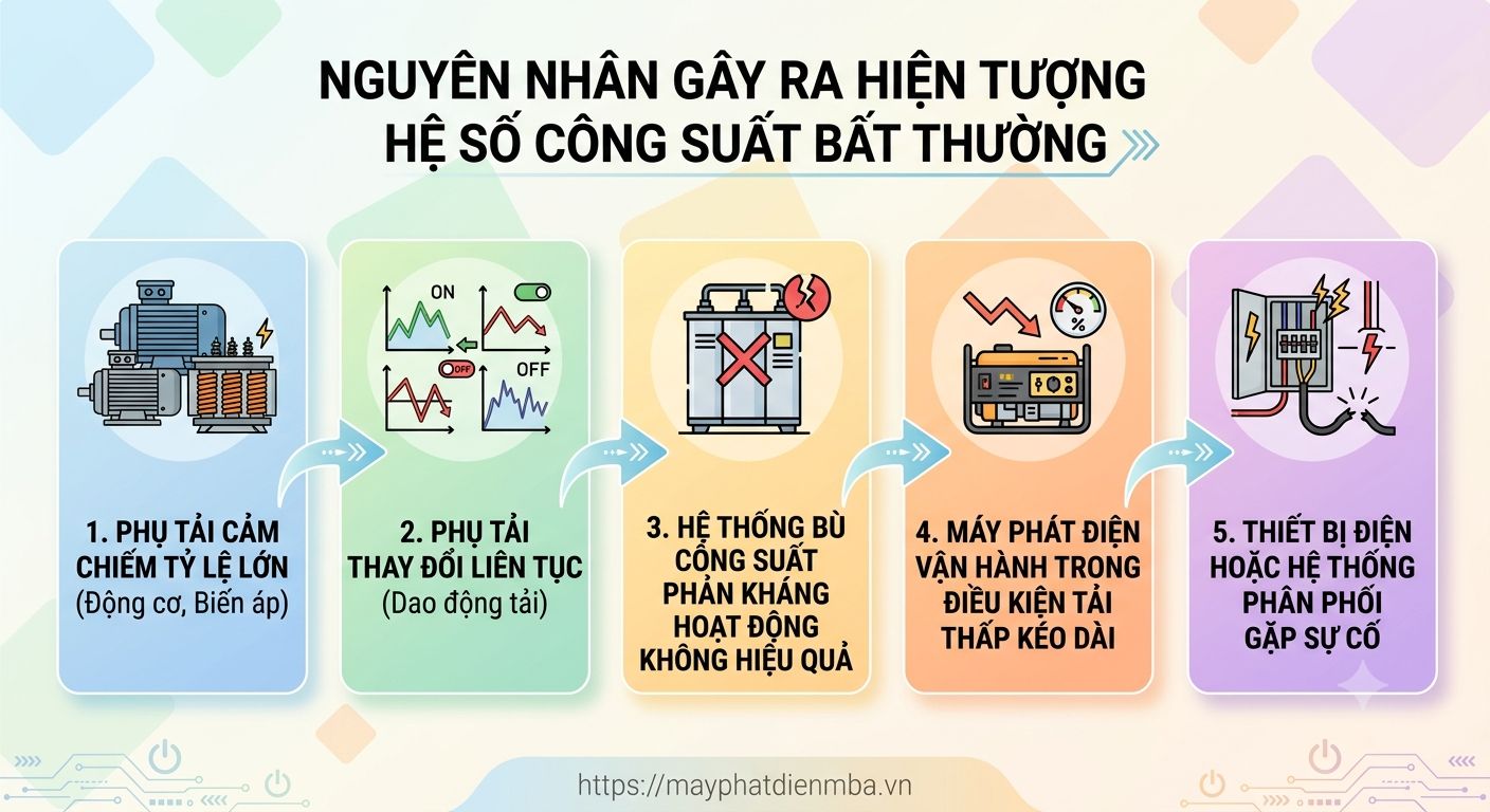Nguyên nhân gây ra hiện tượng hệ số công suất bất thường