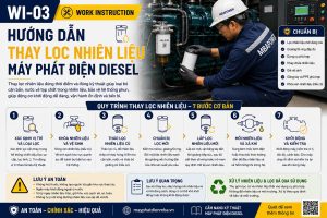 hướng dẫn thay lọc nhiên liệu máy phát điện diesel