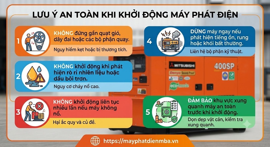 Lưu ý an toàn khi khởi động máy phát điện