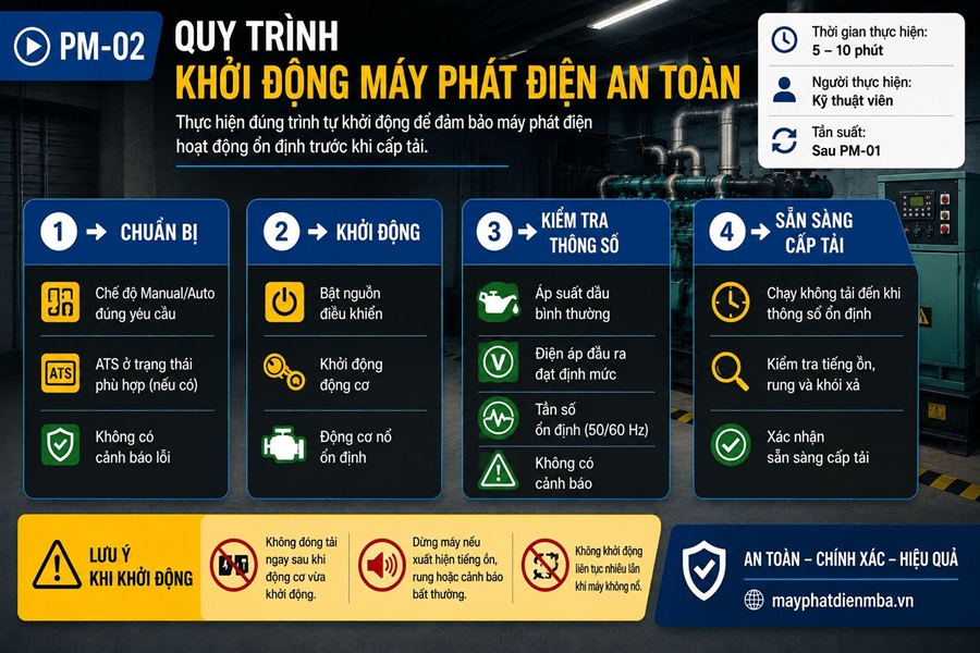 Quy trình khởi động máy phát điện an toàn
