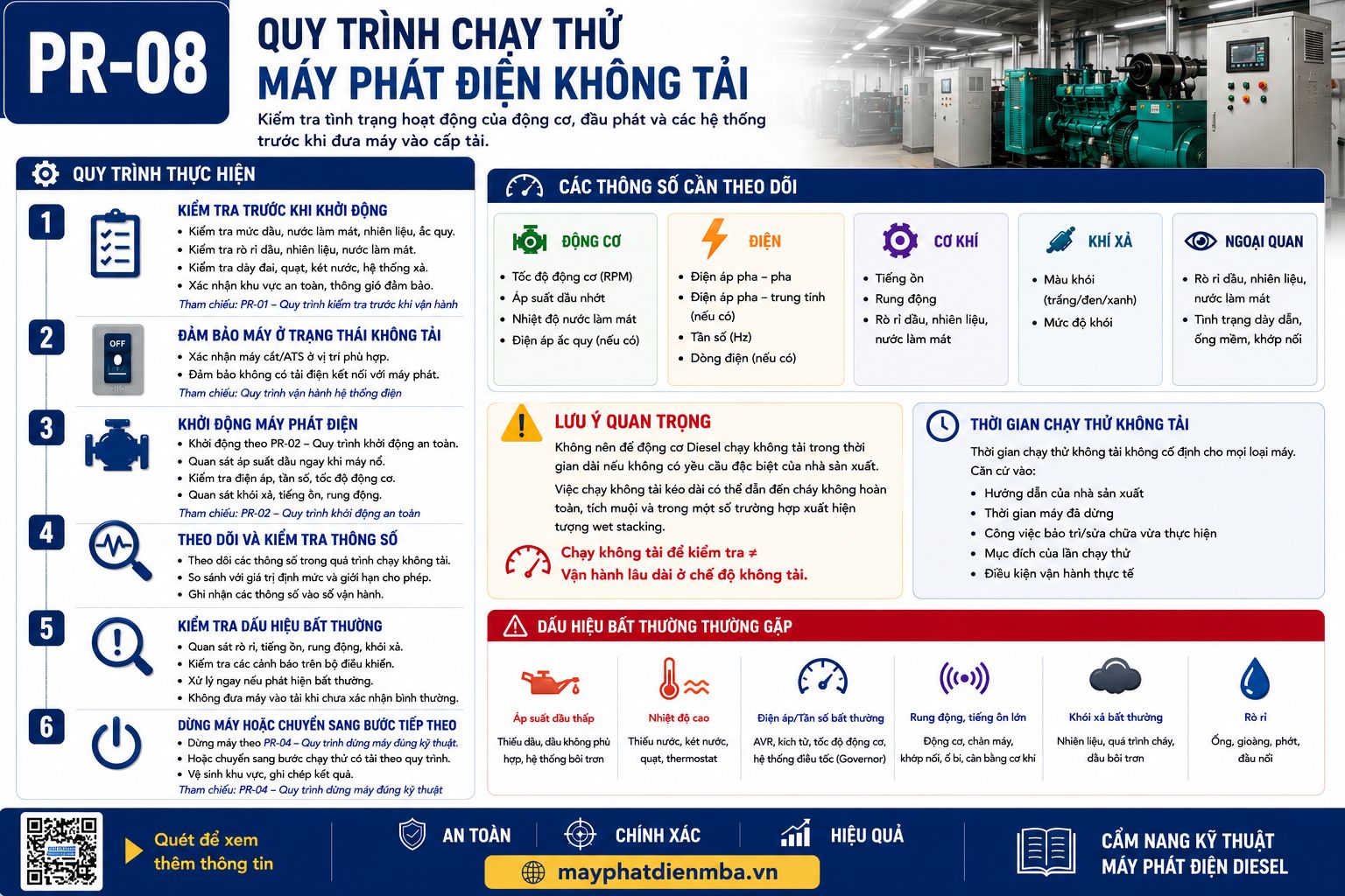 Quy trình chạy thử máy phát điện không tải